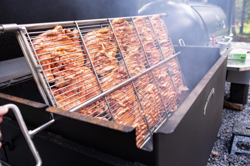Grilled Chicken on Big Black Barbecue Trailer Grilled Chicken on Big Black Barbecue Trailer