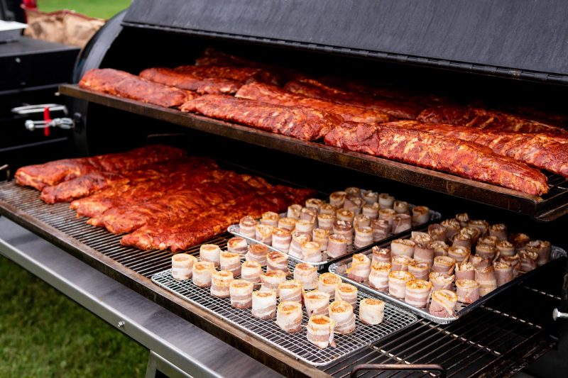 Ribs and Pig Shots on Meadow Creek Big Black Barbecue Trailer