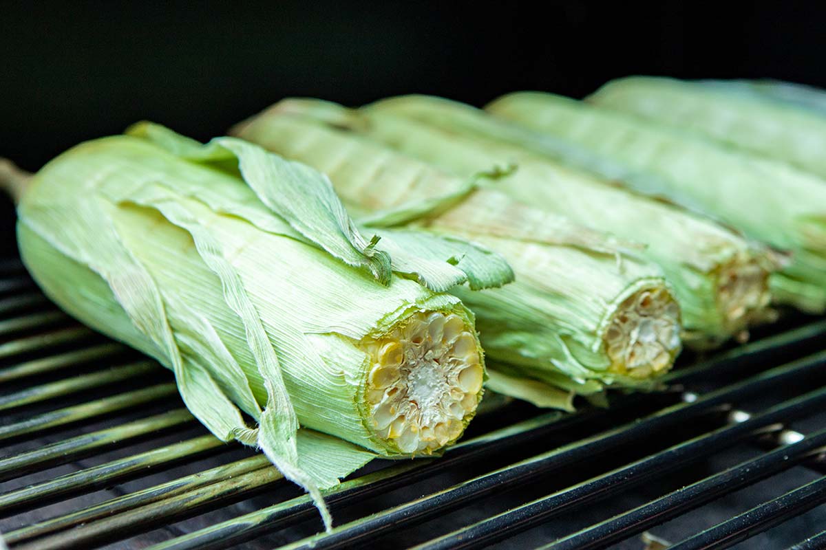 Corn Partially Cooked Smoked Meatloaf, Corn on the Cob, and Potatoes on the Yoder Pellet Smoker