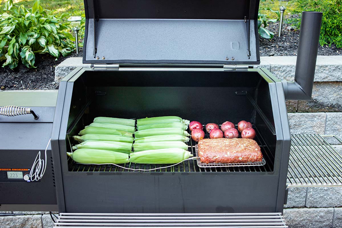 Corn, Meatloaf and Potatoes on the Grill Smoked Meatloaf, Corn on the Cob, and Potatoes on the Yoder Pellet Smoker