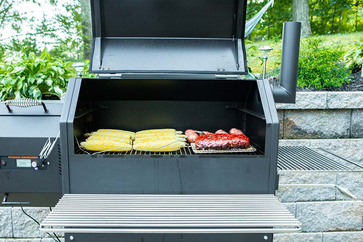 Corn, Meatloaf and Potatoes Smoked Meatloaf, Corn on the Cob, and Potatoes on the Yoder Pellet Smoker