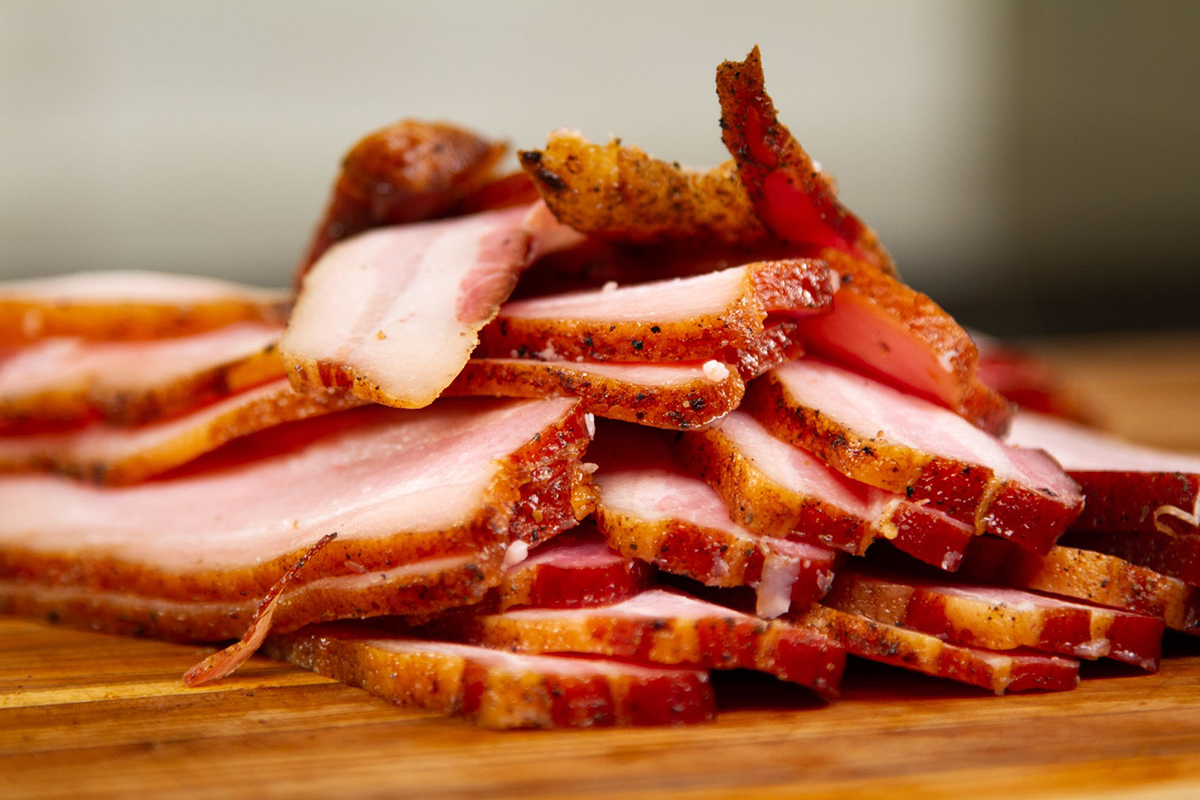 Sliced Bacon How to Cure and Smoke Bacon with Thermoworks DOT Thermometer