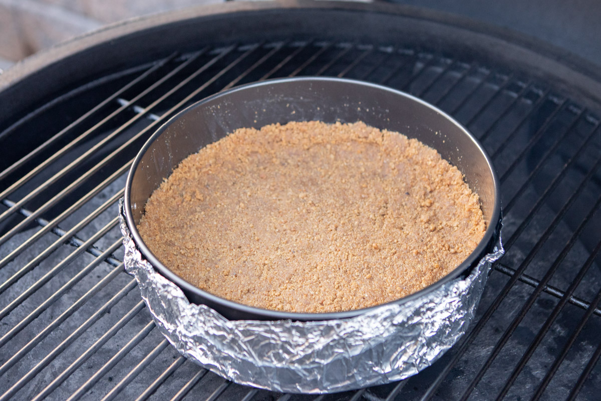 Baking the Crust Pumpkin Cheesecake Recipe on the Big Green Egg