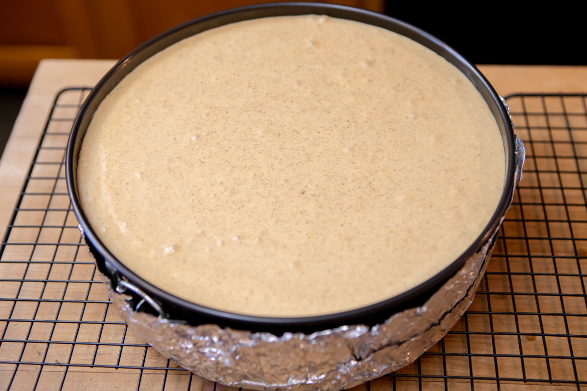 Mix the Filling Pumpkin Cheesecake Recipe on the Big Green Egg