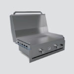 Fusion GFE75 Double-Burner Gas Griddle With Stainless Steel Lid and Trim Kit on a Portable Cart