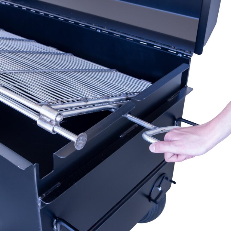 Pivoting Double Sided Stainless Steel Grate on BBQ42 Chicken Coo