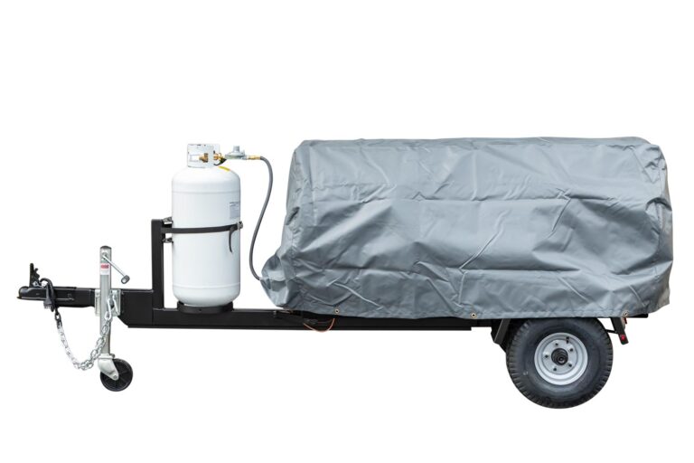 Optional Vinyl Cover and Propane Tank on Meadow Creek PR Gas Model Trailer