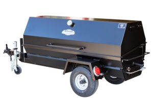 Meadow Creek PR72T Pig Roaster Trailer With Optional Spare Tire Mounted and Charcoal Pullout