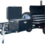 Meadow Creek TS250 Tank Smoker With Optional Extra Grate in Smoker, Stainless Steel Exterior Shelves, and BBQ42