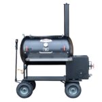 Meadow Creek TS70P Tank Smoker With Optional Wagon Chassis, Stainless Steel Exterior Shelf, and Probe Ports