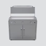Fusion GFE105 Three-Burner Gas Griddle With Stainless Steel Lid and Trim Kit on a Portable Cart